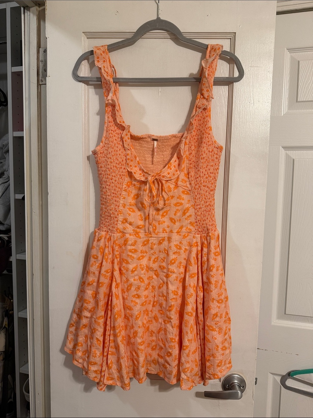 Free People Orange Floral Mini Dress